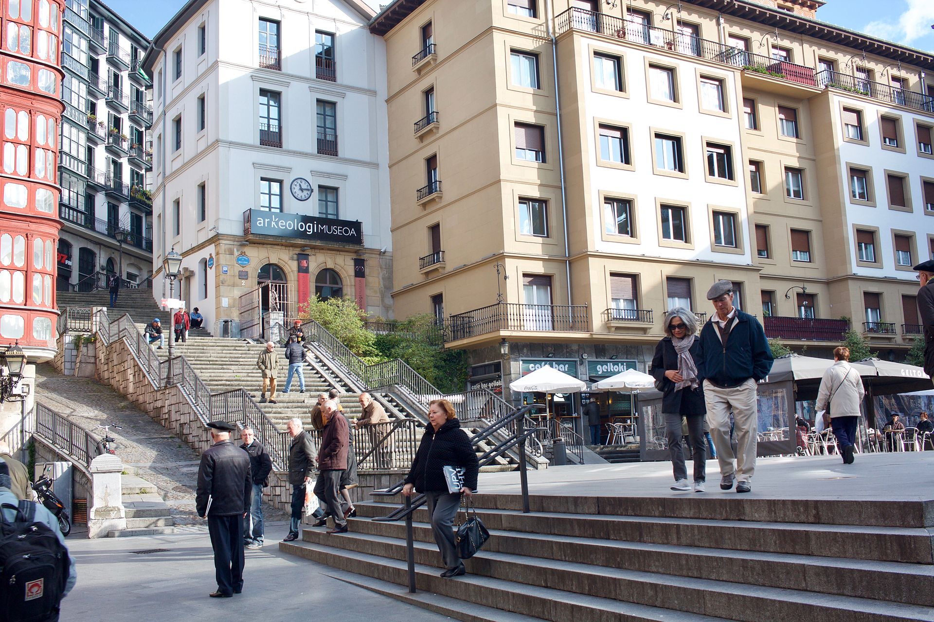 Narrow streets and balconies of Casco Viejo, Bilbao old town