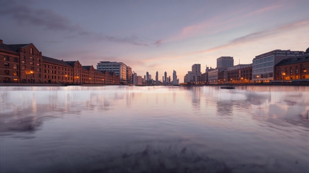 Liverpool waterfront docks at dusk — TravelDeals AI