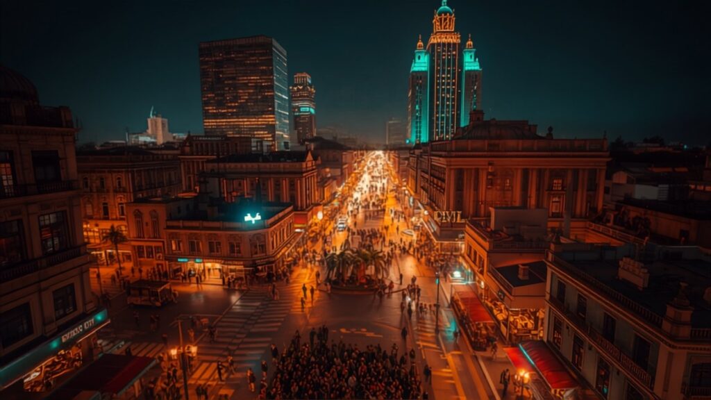 Mexico City colorful nightscape — TravelDeals AI