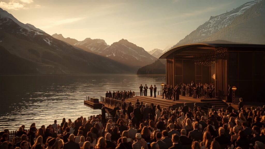 Lakeside jazz festival at golden hour — TravelDeals AI