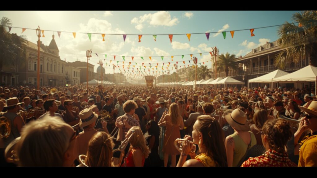 New Orleans jazz brass band festival crowd — TravelDeals AI