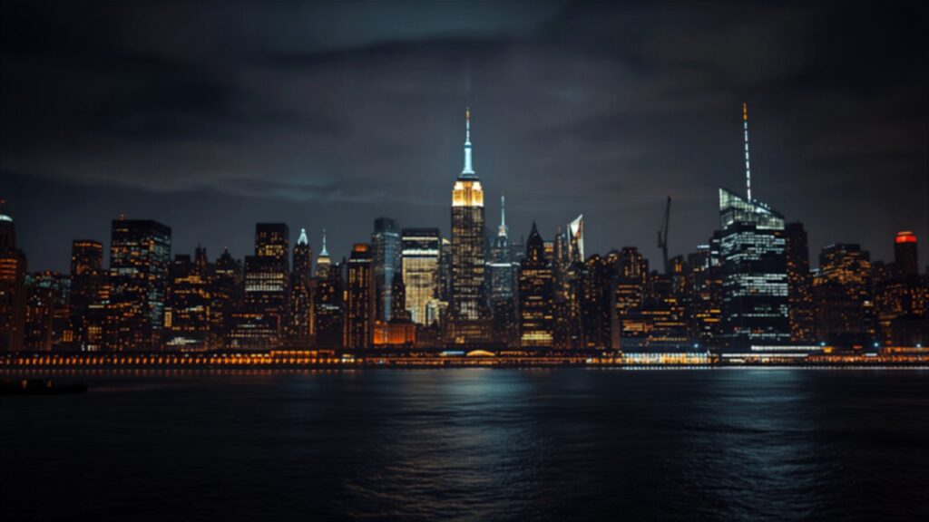 Manhattan skyline at night — TravelDeals AI