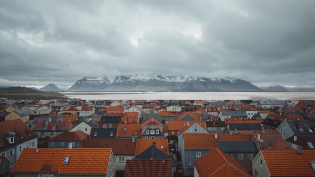 Reykjavik colourful rooftops with mountains — TravelDeals AI