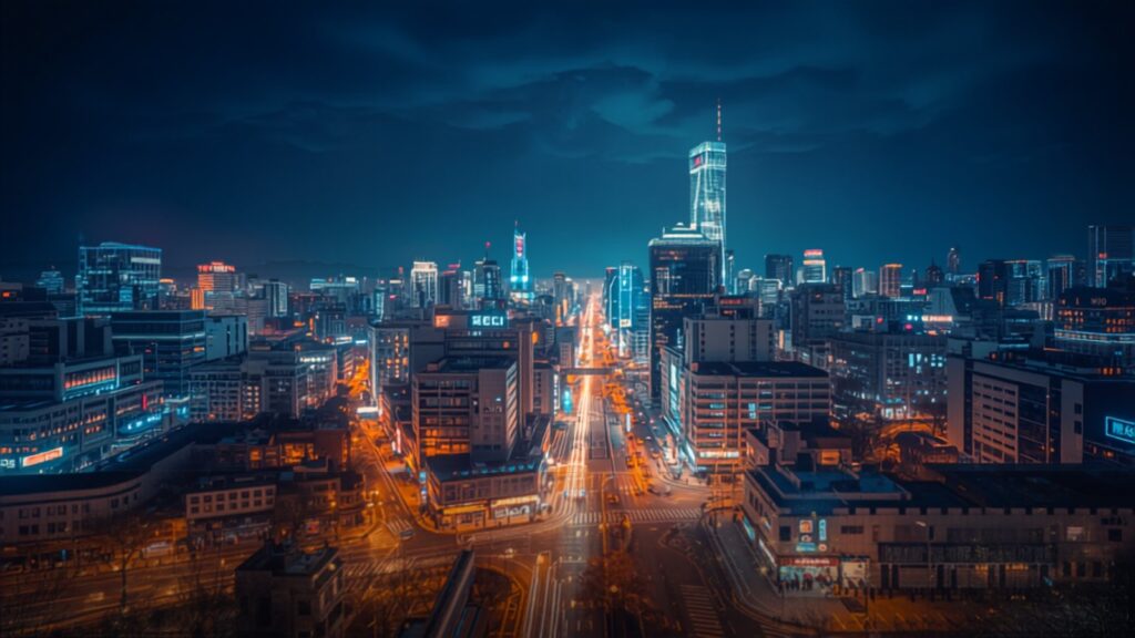 Seoul neon cityscape at night — TravelDeals AI