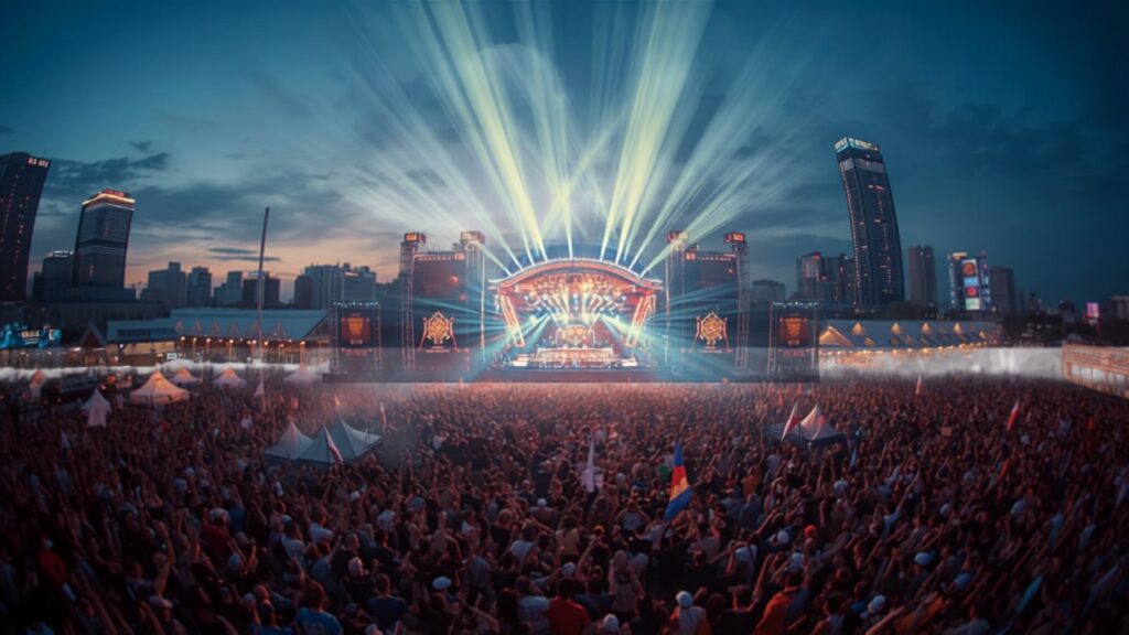 Japanese urban music festival at dusk — TravelDeals AI